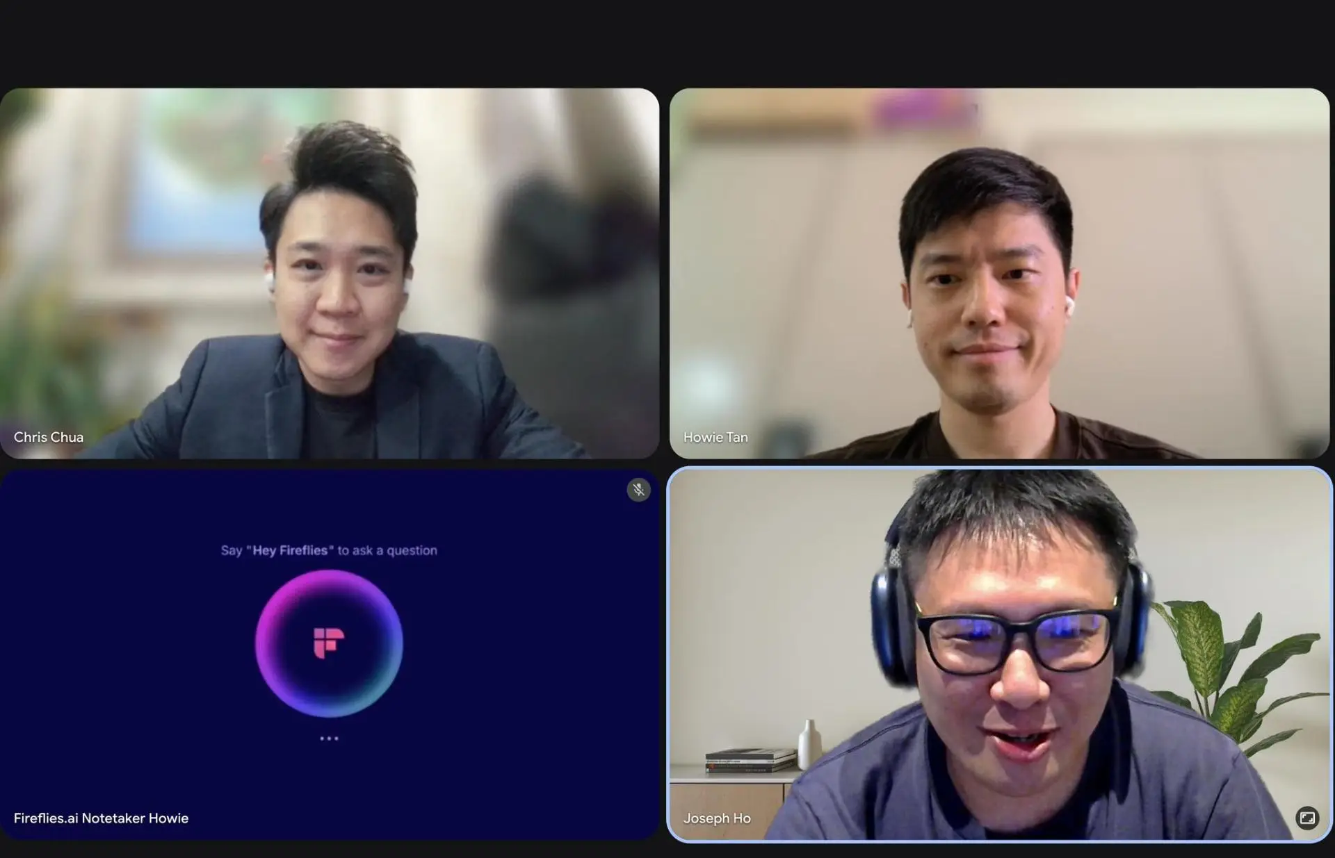 Joseph with Chris Chua and Howie Tan using Fireflies AI notetaker