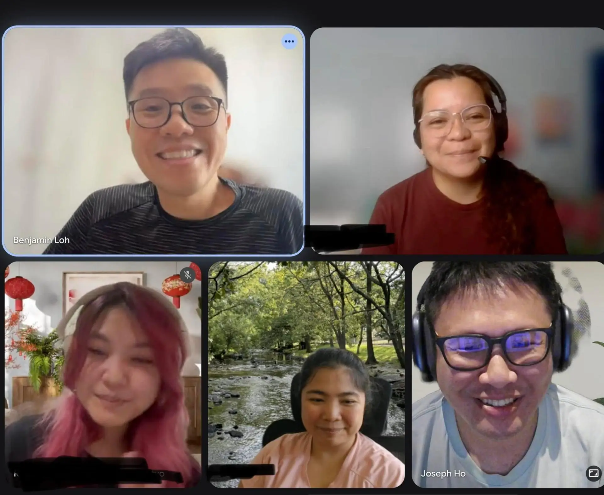 Joseph on a group video call with the community